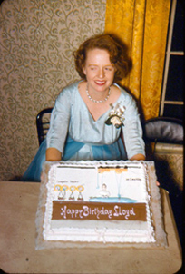 Lauralee and a cake for Lloyd