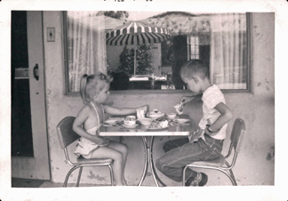 Lynn and Craig tea party in the patio